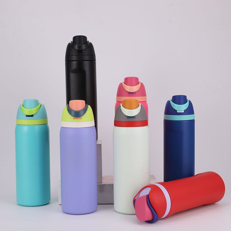 New Owala Same Style Water Cup Stainless Steel Space Pot Thermos Simple Portable Multi-color With Straw